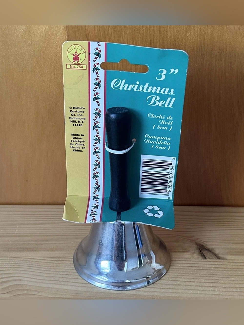 Rubies No. 754 3” Silver Christmas Ringing Bell 5” Tall Costume Prop